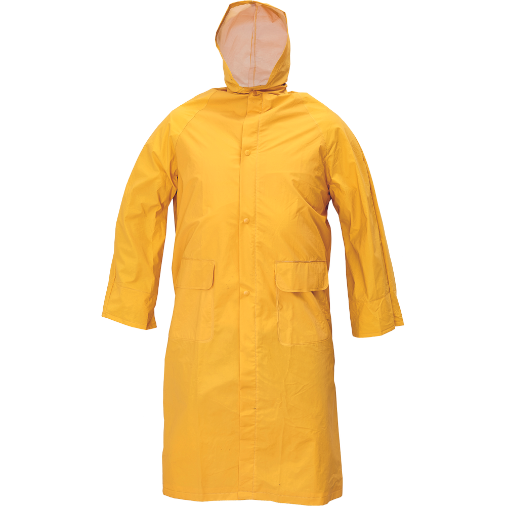 מעיל גשם 3/4 PVC דגם CETUS עמיד למים עם ברדס, צבע צהוב