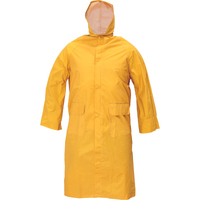 מעיל גשם 3/4 PVC דגם CETUS עמיד למים עם ברדס, צבע צהוב