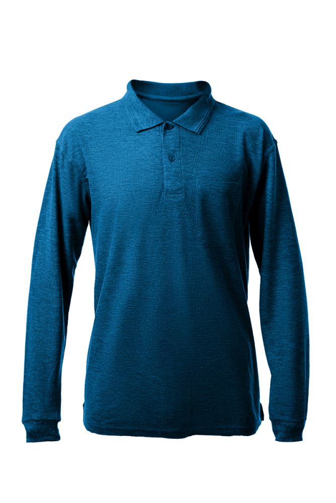 חולצת פולו שרוול ארוך צבע כחול רויאל
