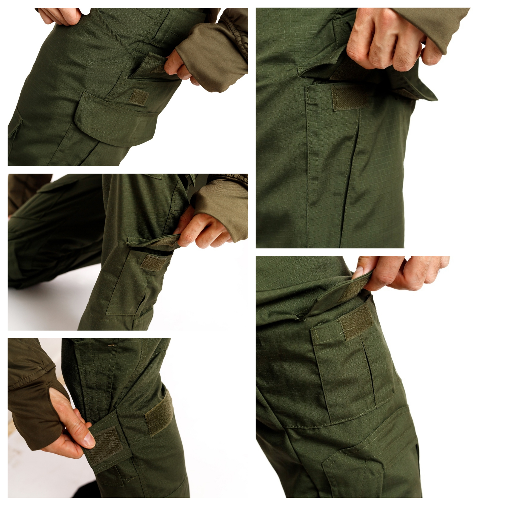 מכנס טקטית 8 כיסים סגירה סקוצ'ים ירוק זית