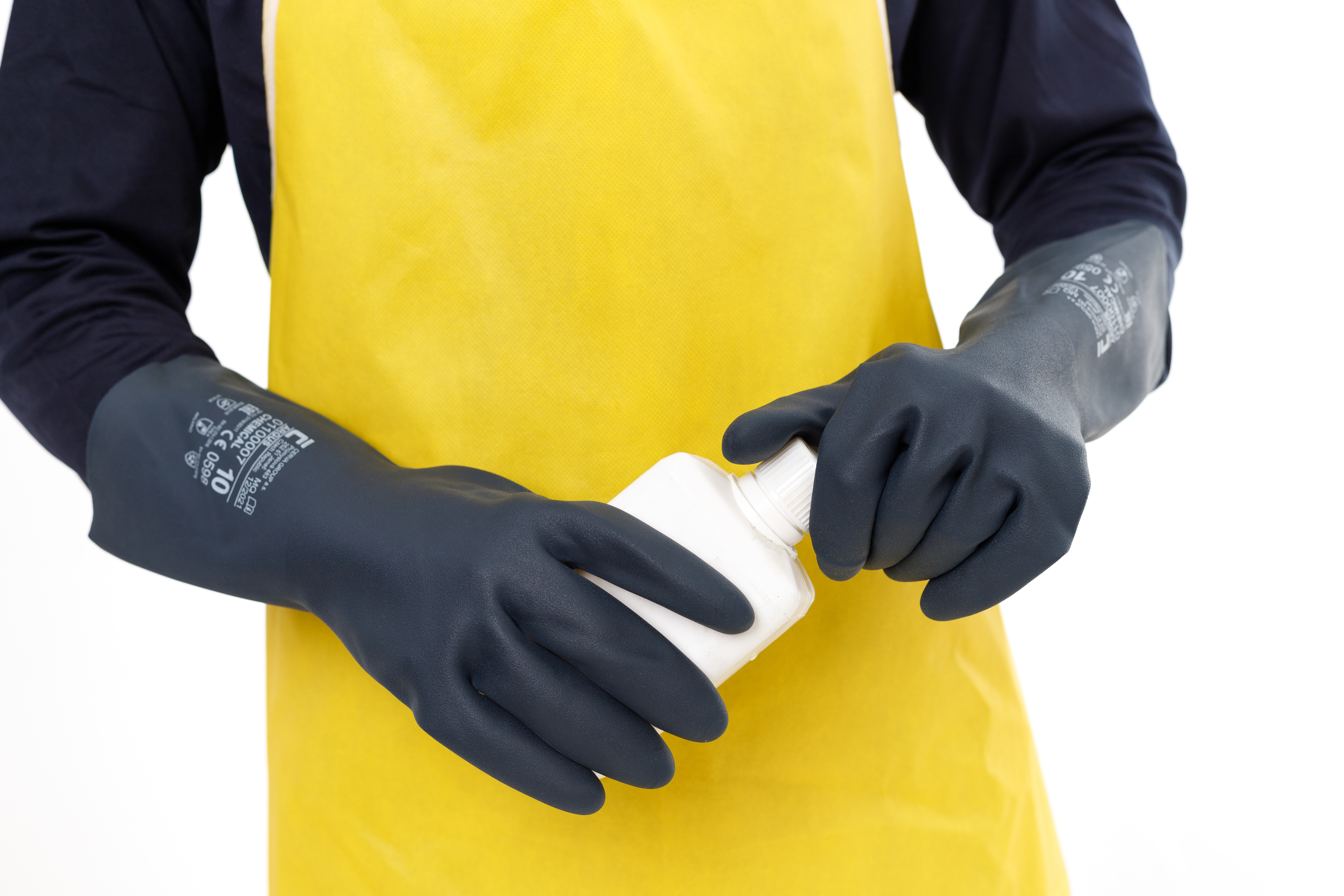 סינר גומי מקצועי עמיד לכימיקלים - מידה אחידה, צבע צהוב