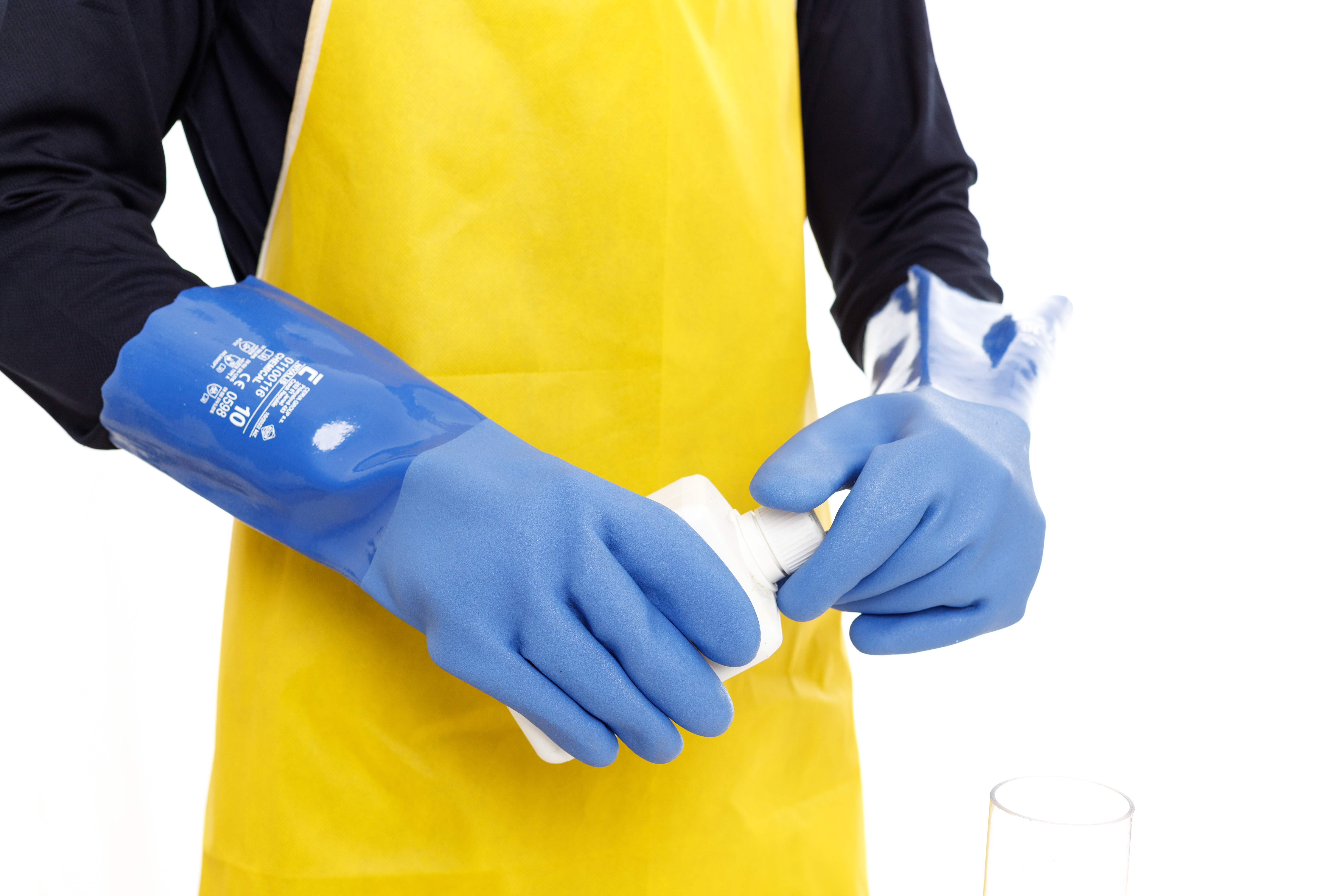 סינר גומי מקצועי עמיד לכימיקלים - מידה אחידה, צבע צהוב