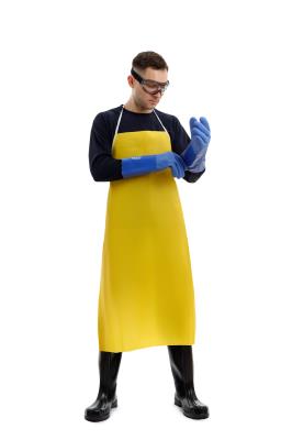 סינר גומי מקצועי עמיד לכימיקלים - מידה אחידה, צבע צהוב