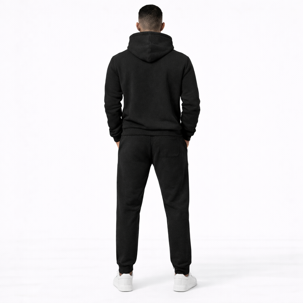 חליפת טרנינג לגברים צבע שחור נוח לעבודה ולבית