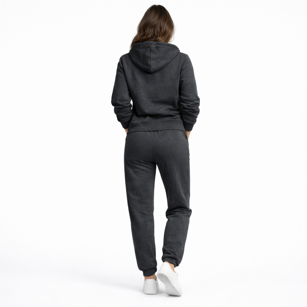 חליפת טרנינג לנשים צבע אפור כהה נוח לעבודה ולבית