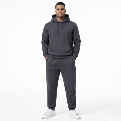 חליפת טרנינג לגברים צבע אפור כהה נוח לעבודה ולבית