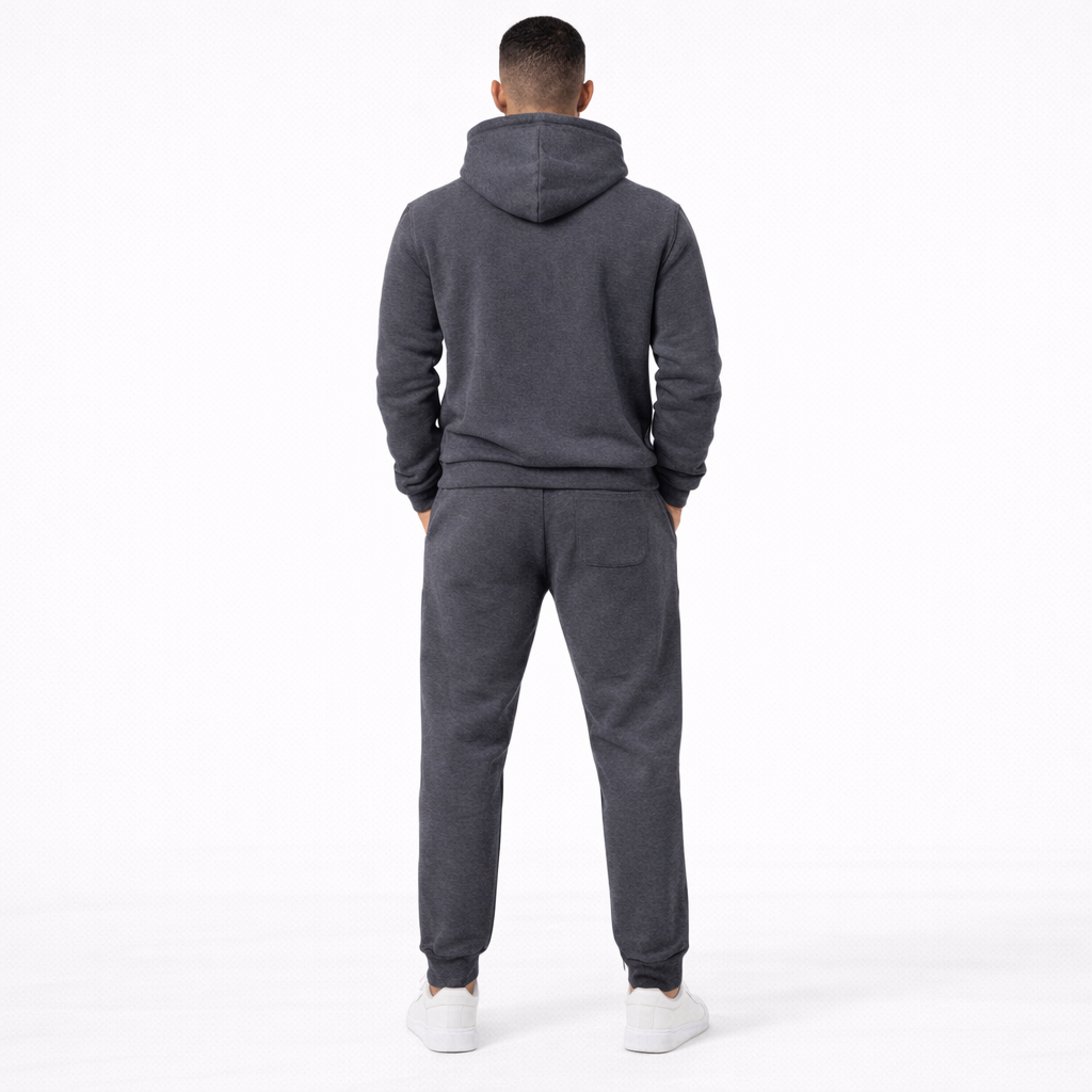 חליפת טרנינג לגברים צבע אפור כהה נוח לעבודה ולבית