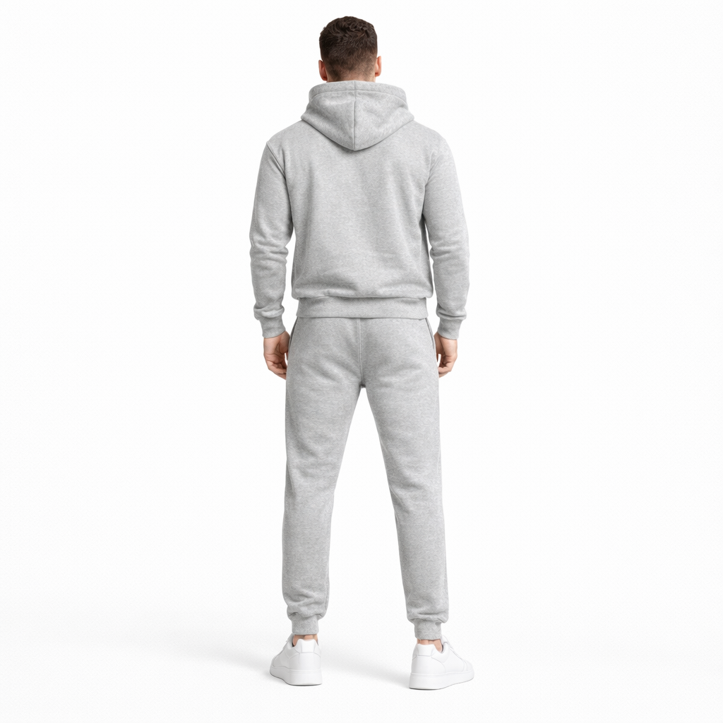 חליפת טרנינג לגברים צבע אפור בהיר נוח לעבודה ולבית