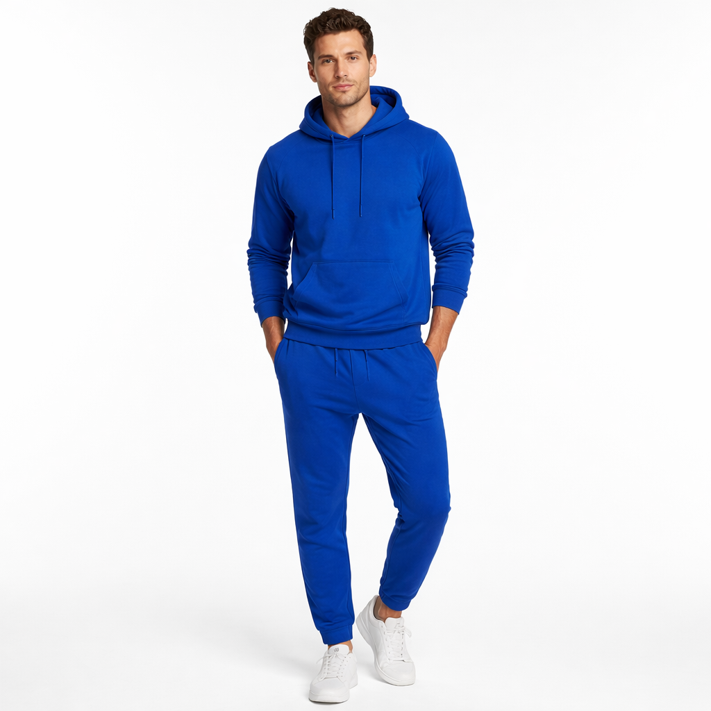 חליפת טרנינג לגברים צבע כחול רויאל נוח לעבודה ולבית