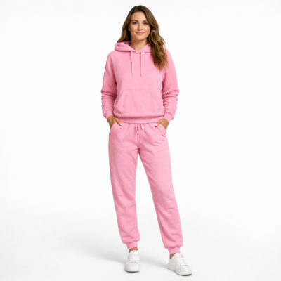 חליפת טרנינג לנשים צבע ורוד בייבי נוח לעבודה ולבית