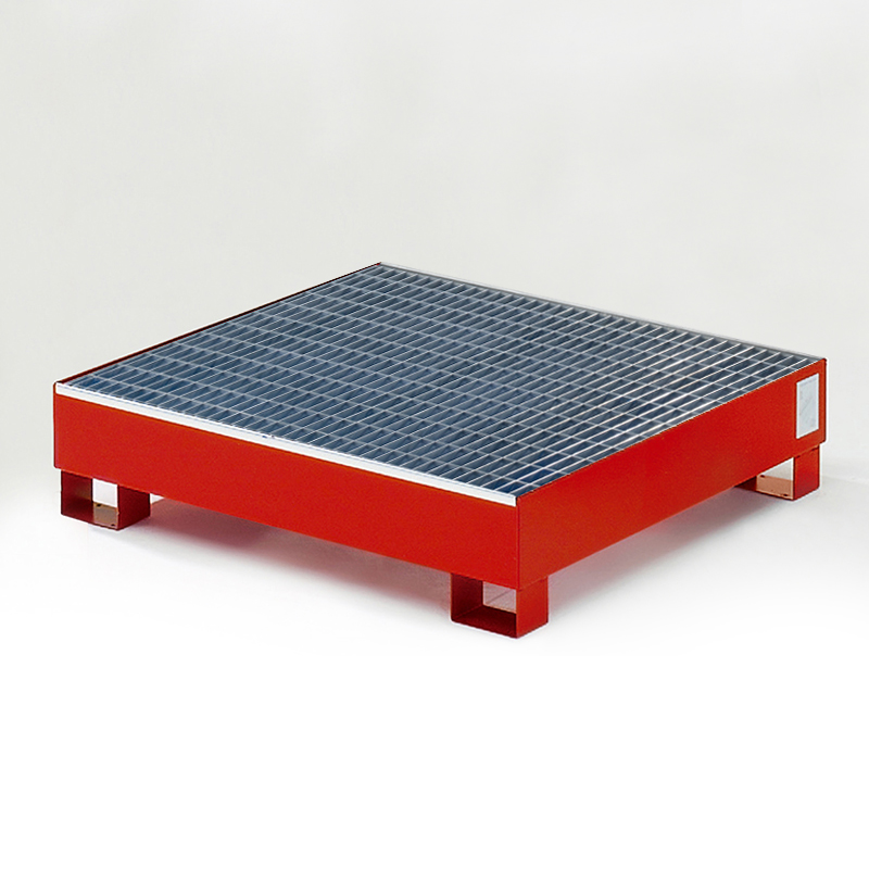 מאצרה מפלדה ל-4 חביות 200 ליטר עם רשת (גריל) - צבע אדום