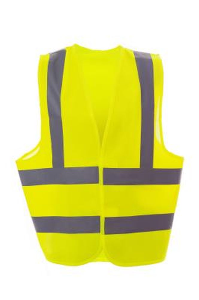 אפוד בטיחות צהוב זוהר (דגם מע"צ) - 4 פסים