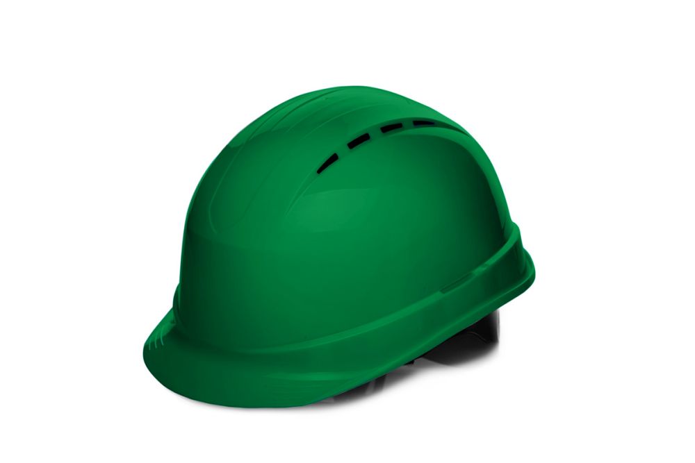 קסדת בטיחות צבע ירוק עם מנגנון רגיל